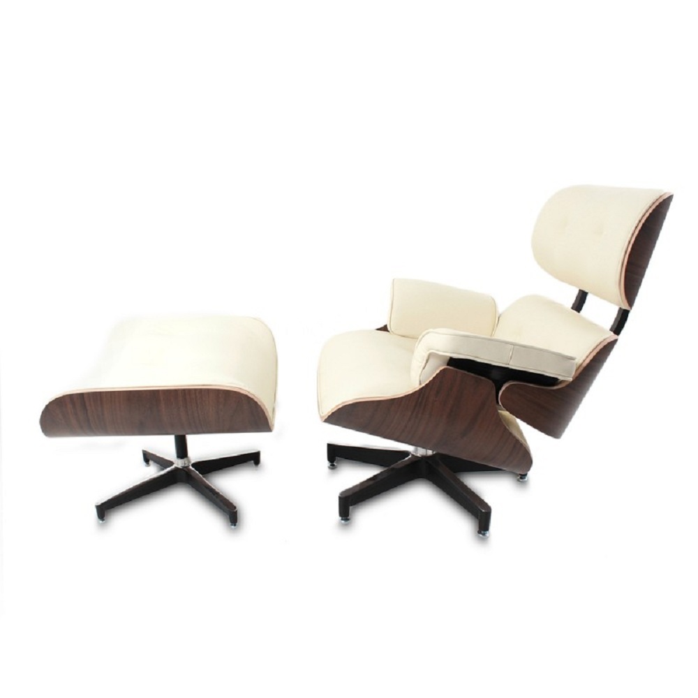Poltrona e Puff Charles Eames Imb. Ecologico Premium Areia