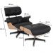 Poltrona e Puff Charles Eames Jac. Couro Natural Legitimo Preto
