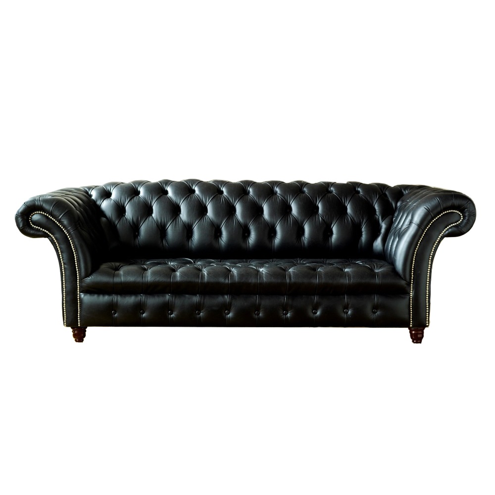 Sofá Chesterfield 3Lug. Mod. B Ecologico Preto