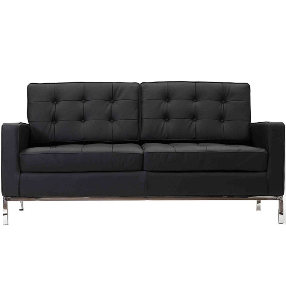 Sofá FK 2 Lugares Couro Natural Preto