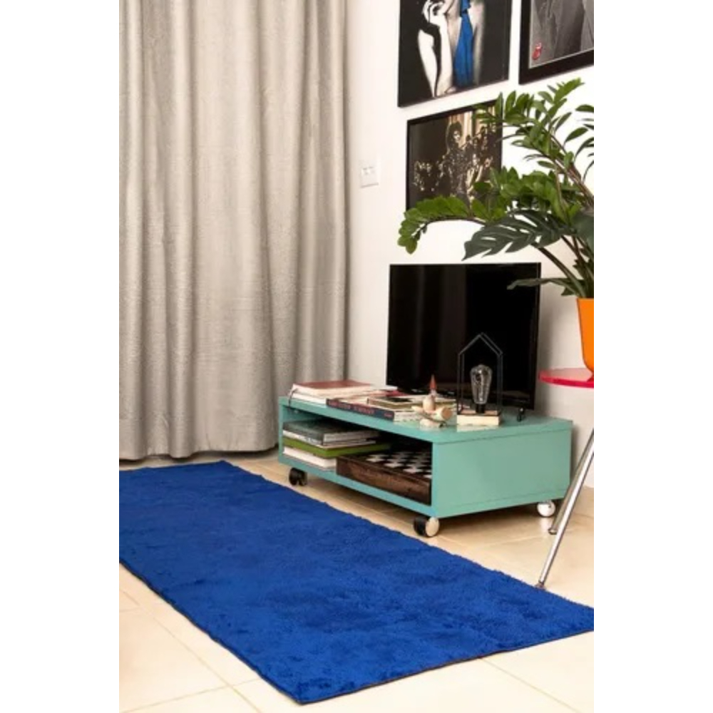 Tapete 2,00x0,60 Azul Shaggy Peludo Premium designer B