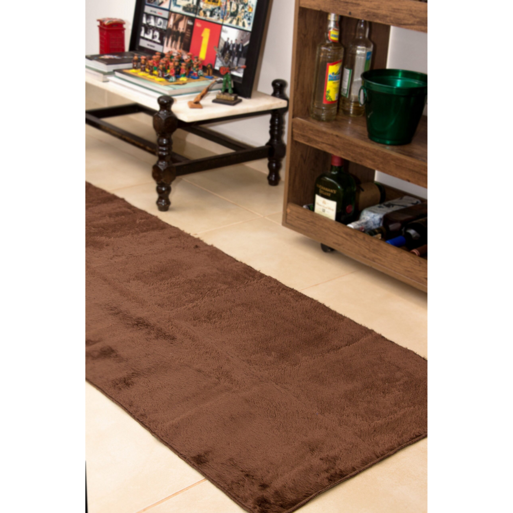 Tapete Passadeira 2,00x0,60 Café Shaggy Peludo Premium B