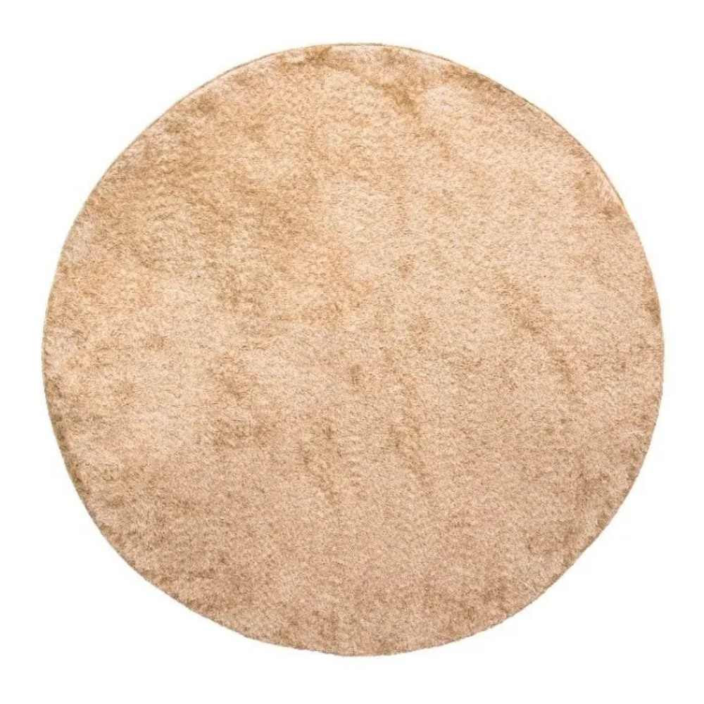 Tapete Redondo 1,50x1,50 Bege Mescla Shaggy Premium luxo B
