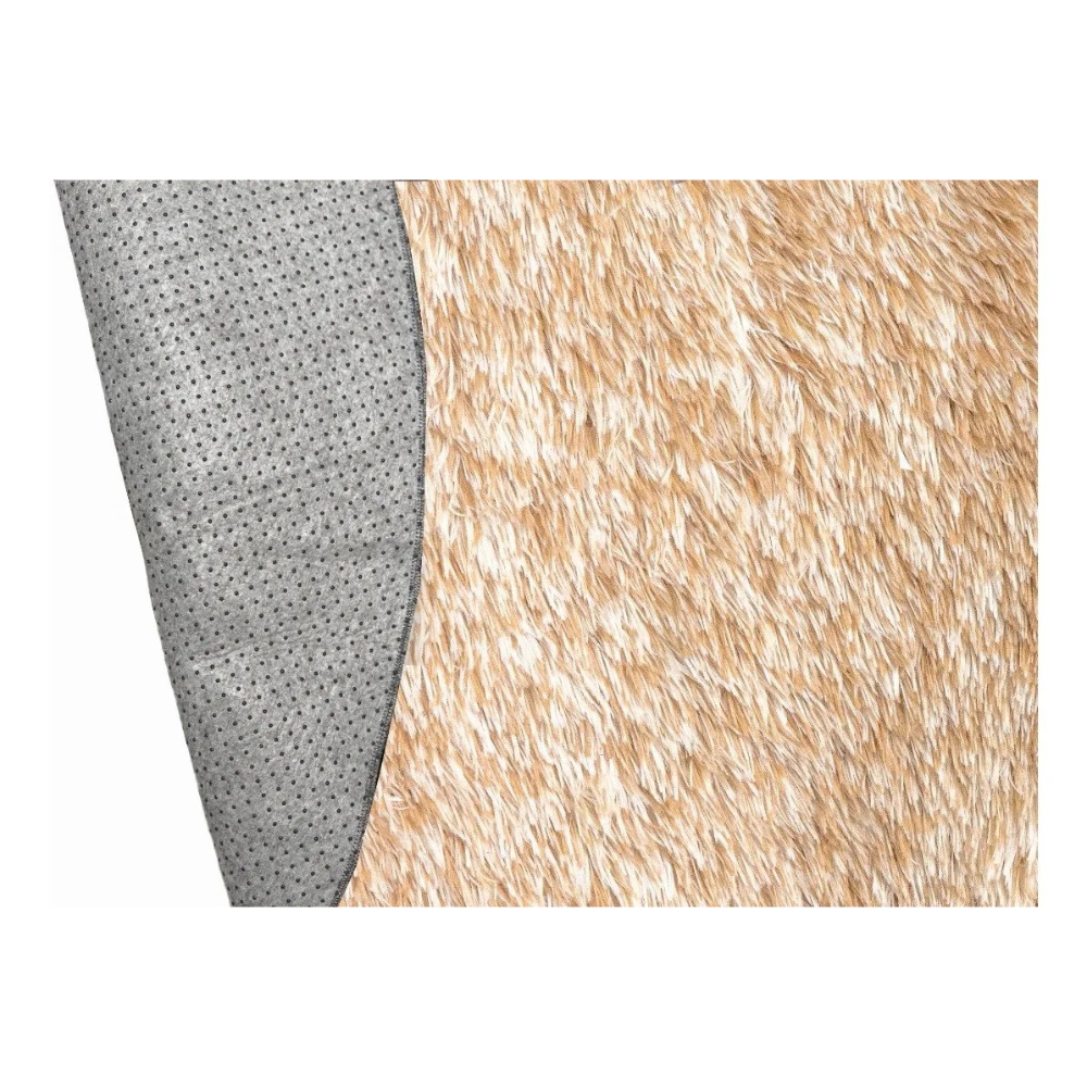 Tapete Redondo 1,50x1,50 Bege Mescla Shaggy Premium luxo B