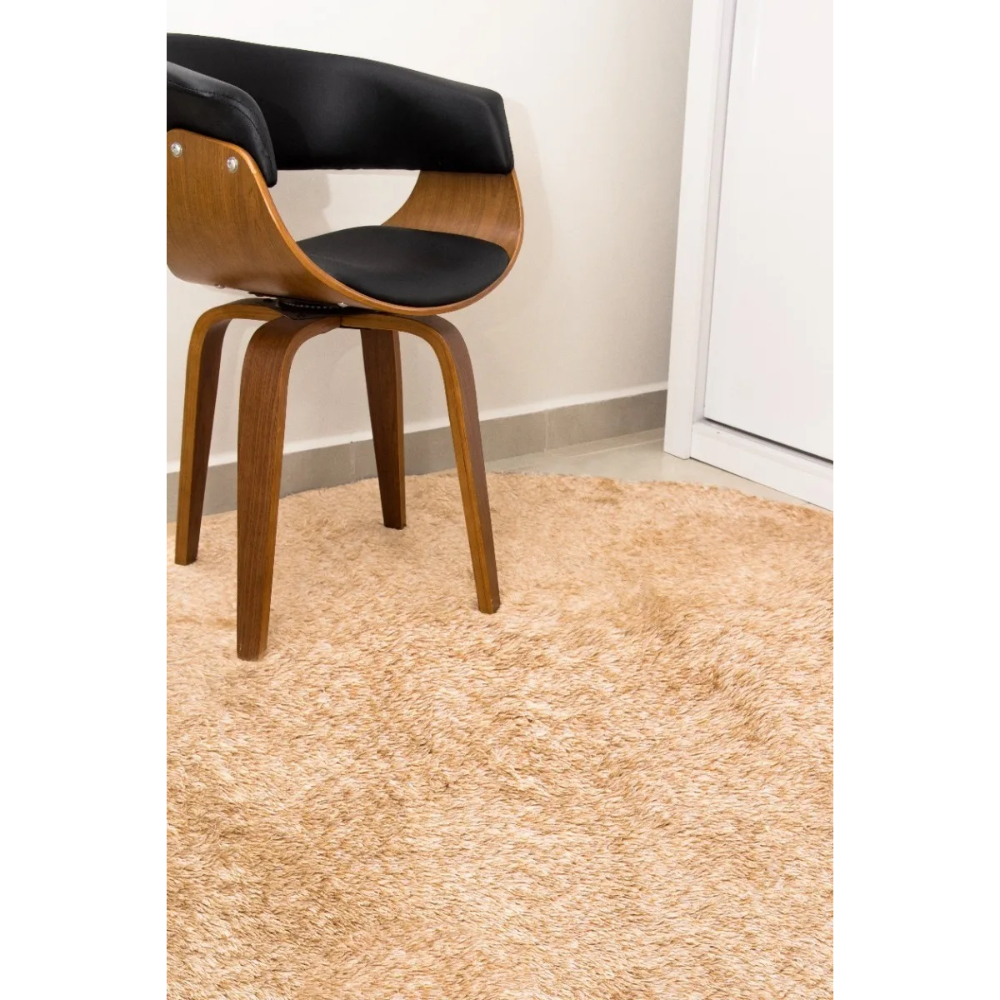 Tapete Redondo 1,50x1,50 Bege Mescla Shaggy Premium luxo B
