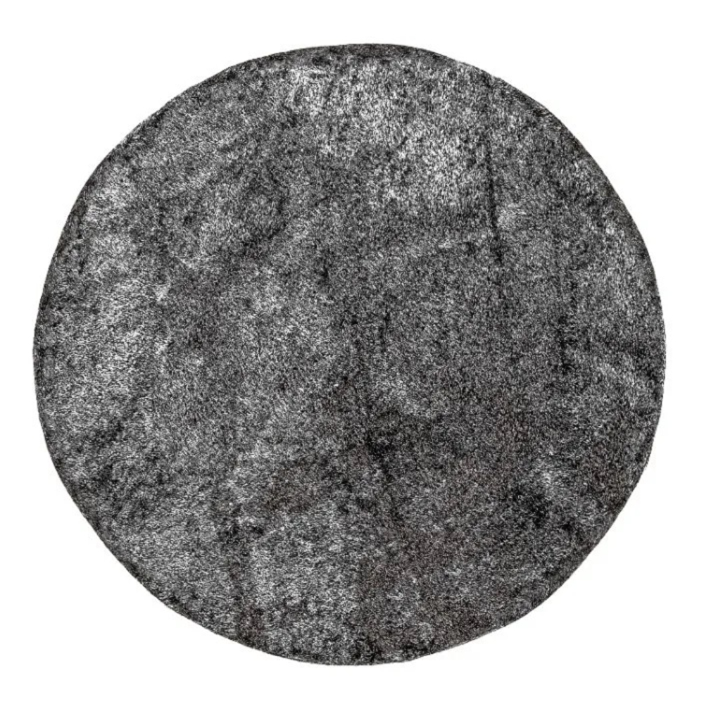 Tapete Redondo 1,50x1,50 Preto Mescla Shaggy Premium luxo B