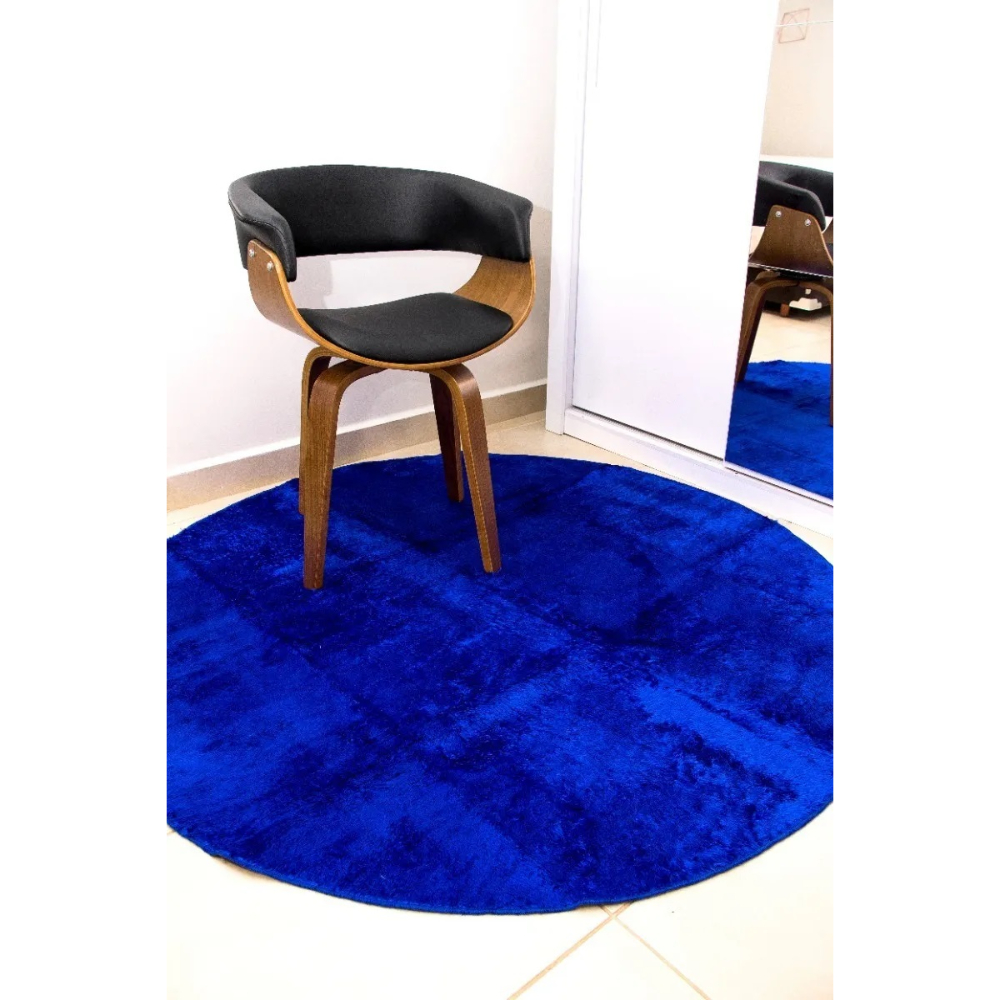 Tapete redondo 1,50x1,50 Azul Shaggy Peludo designer B