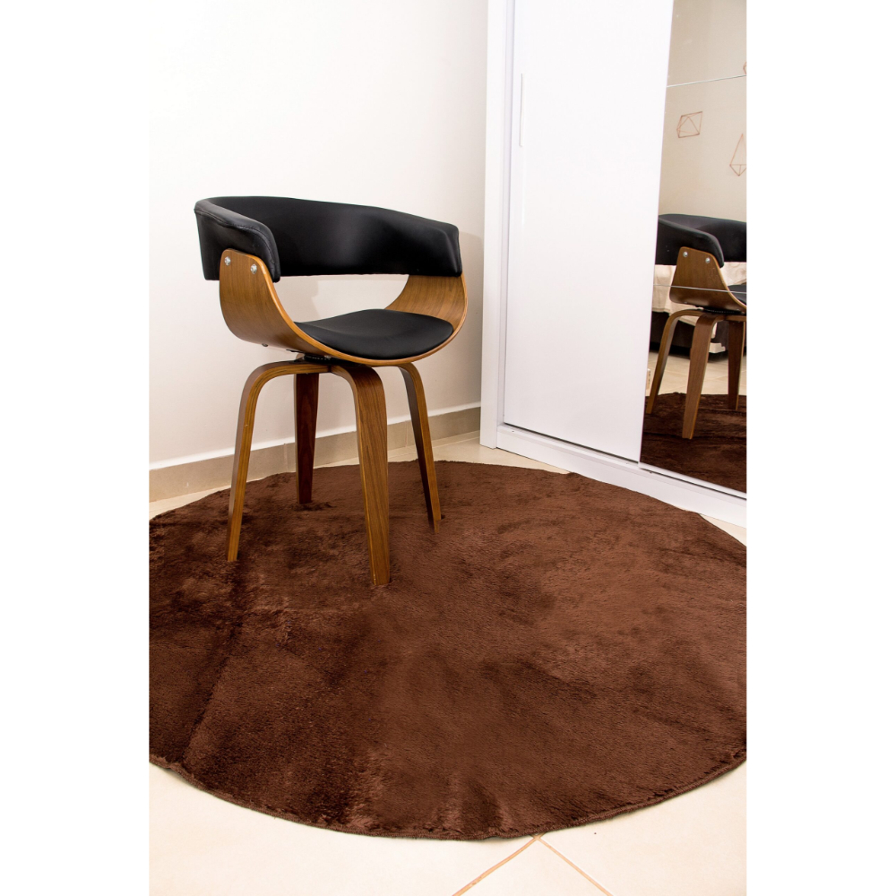Tapete redondo 1,50x1,50 Café Shaggy Felpudo Premium B