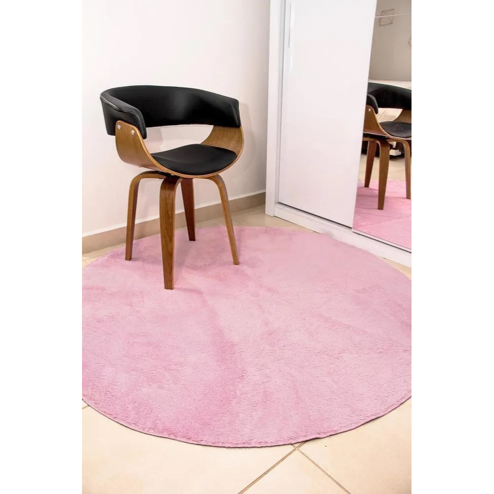 Tapete redondo 1,50x1,50 Rosa Shaggy Antiderrapante B