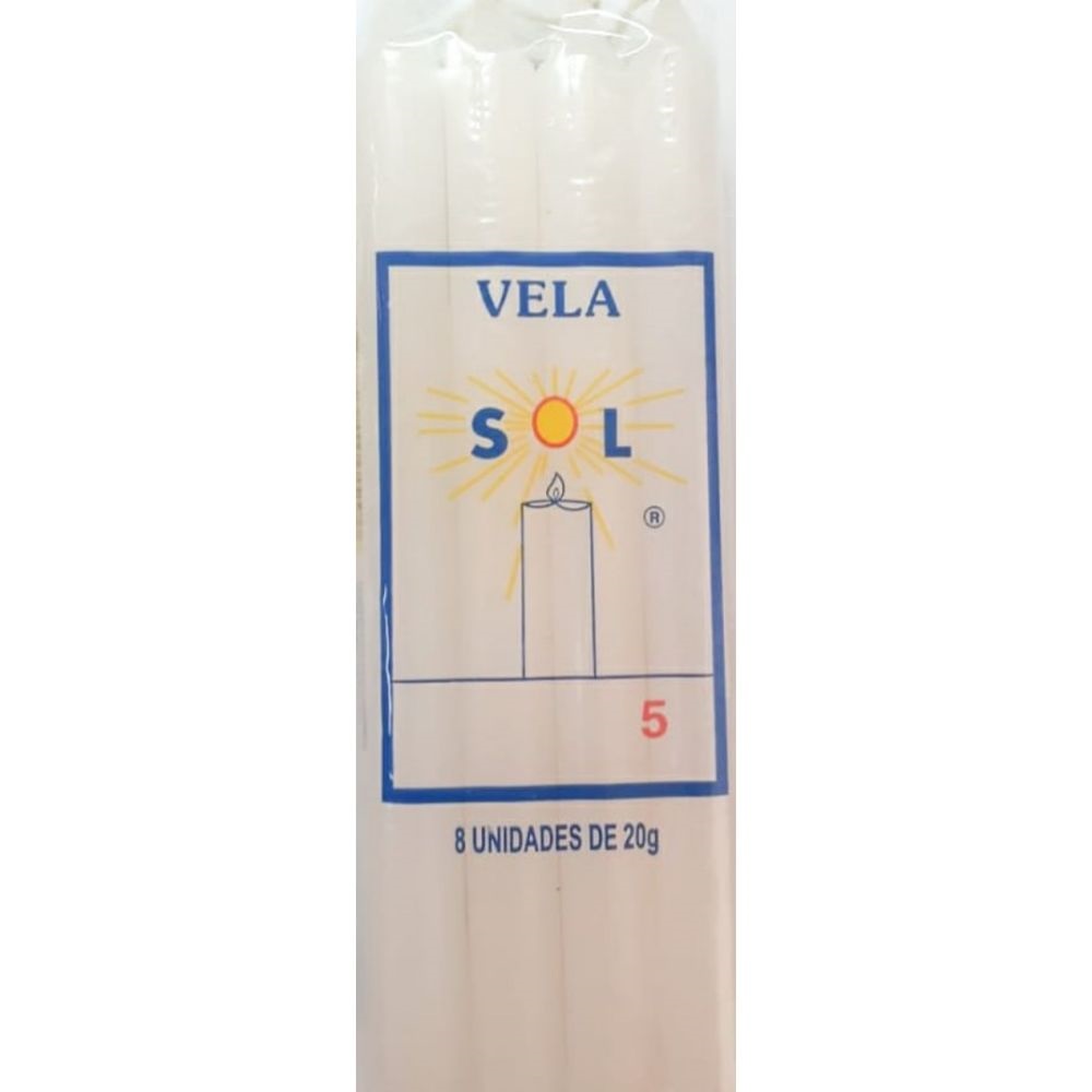 Vela Palito Tradicional Branca Nº 5 Kit c/24 maços de 8un