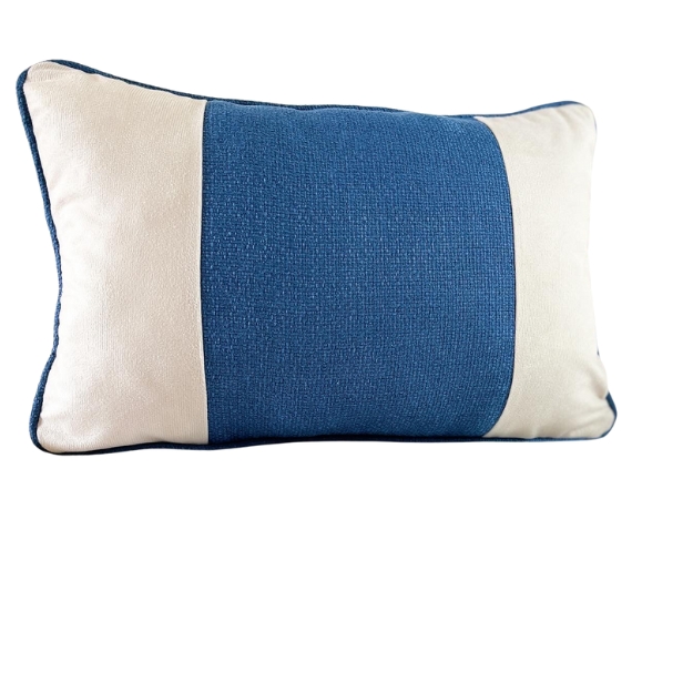 Capa De Almofada Retangular -  Em Linho - Azul