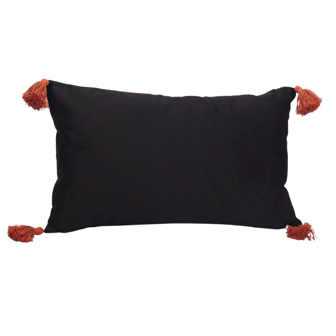 Capa De Almofada Retangular - Preta - Com Pompons