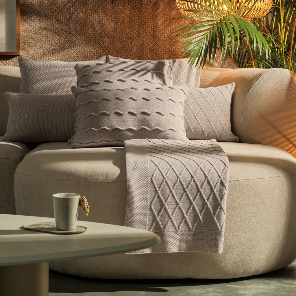 Almofada Domus Altenburg Tricot Decorativa 30x50cm Bege Cotone