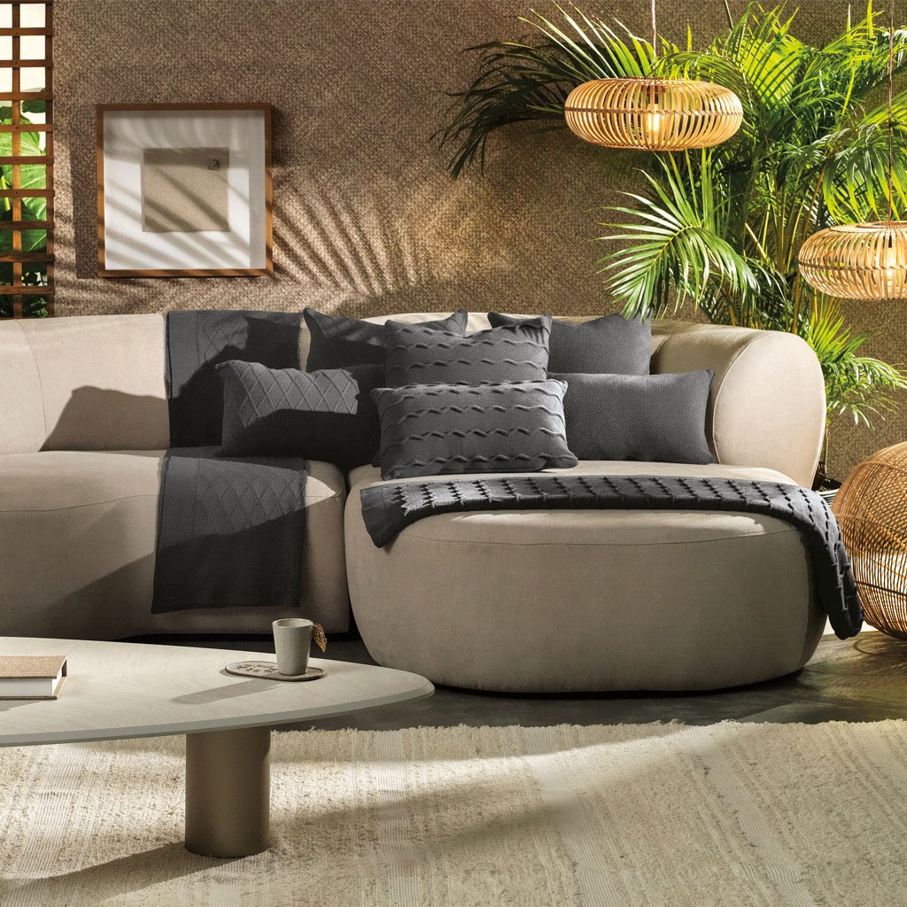 Almofada Domus Altenburg Tricot Decorativa 30x50cm Cinza Aço