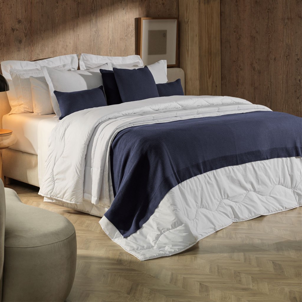 Almofada Domus Altenburg Tricot Decorativa 45x45cm Azul Náutica