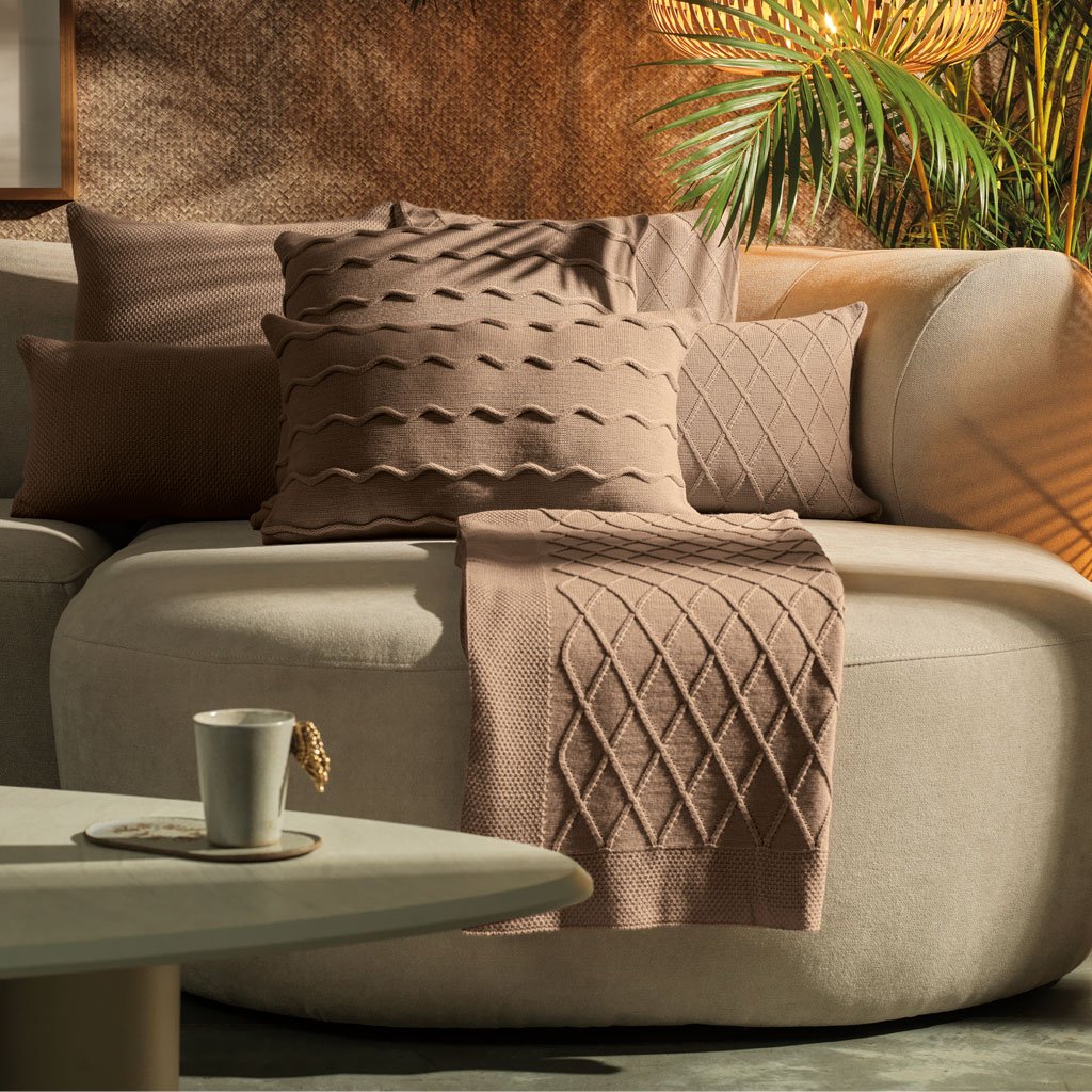Almofada Domus Altenburg Tricot Decorativa 45x45cm Marrom Mocha