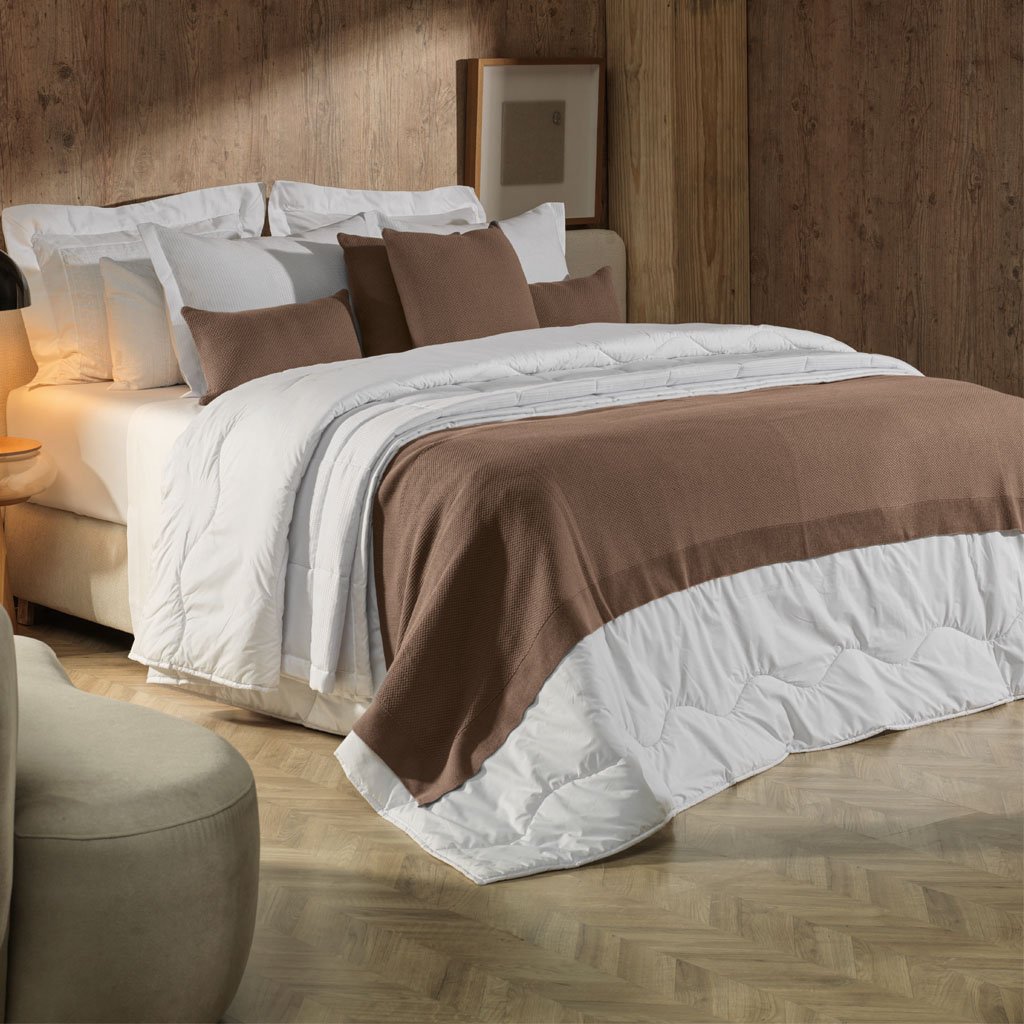 Almofada Domus Altenburg Tricot Decorativa 45x45cm Marrom Mocha