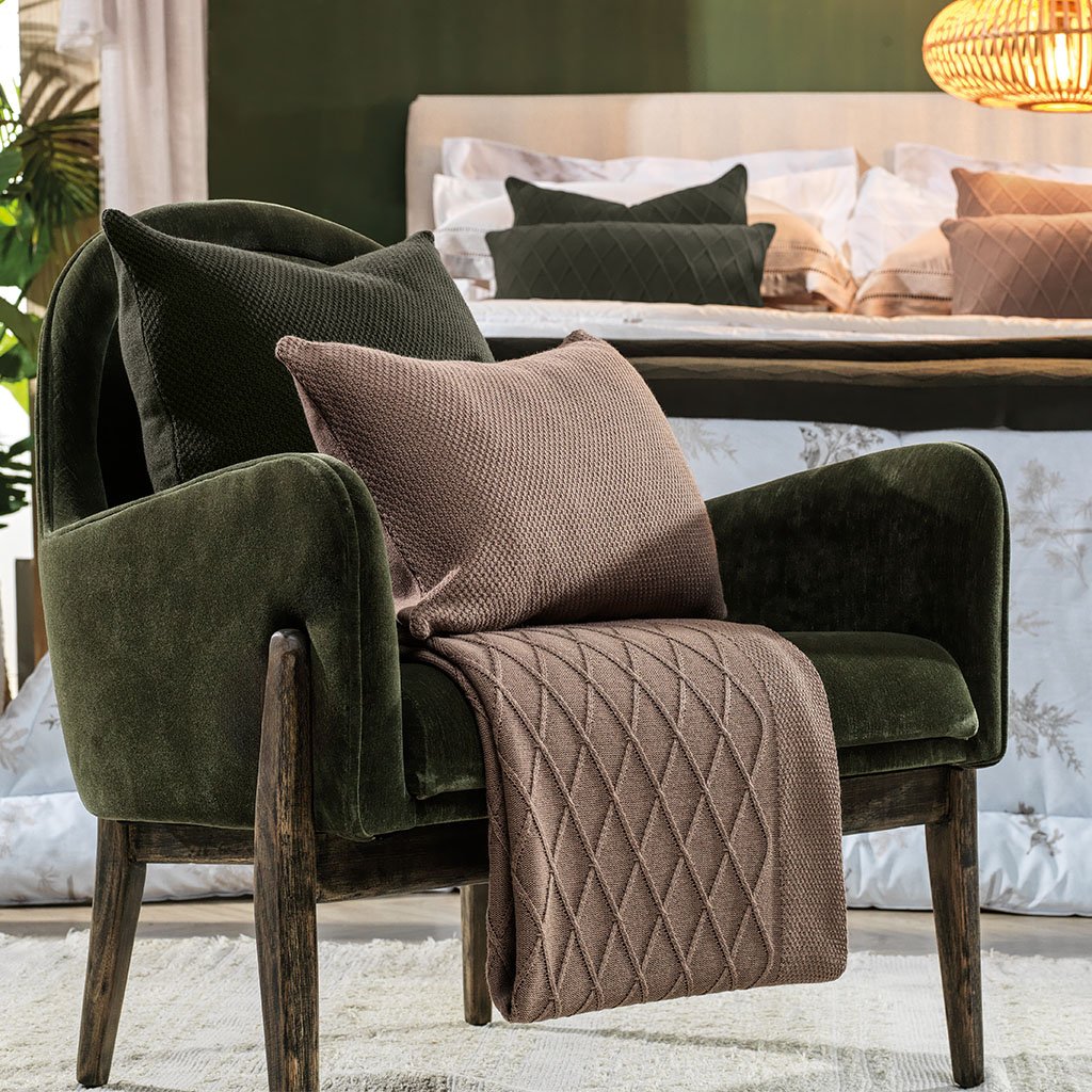 Almofada Domus Altenburg Tricot Decorativa 45x45cm Marrom Mocha