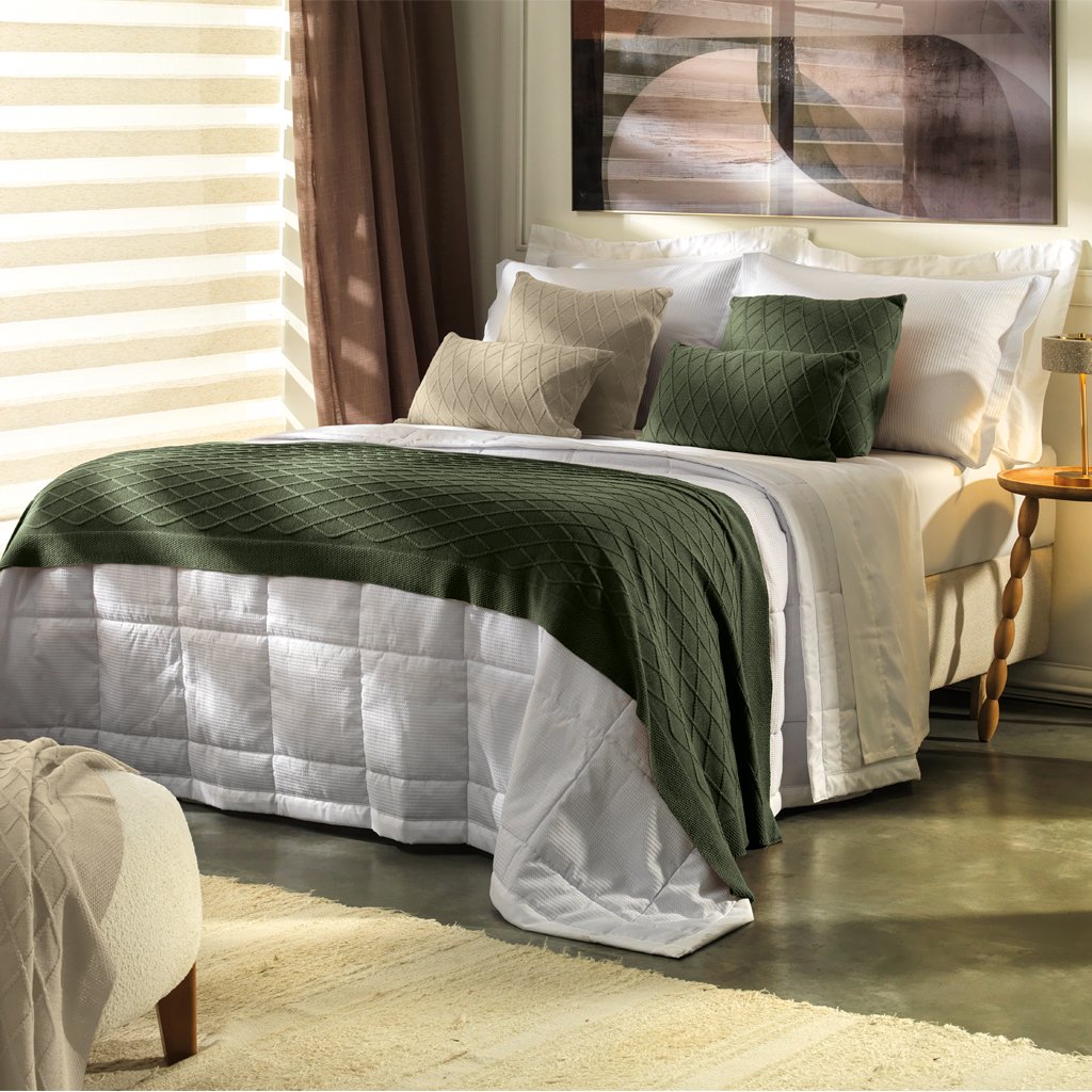 Almofada Domus Altenburg Tricot Decorativa 45x45cm Verde Bosque