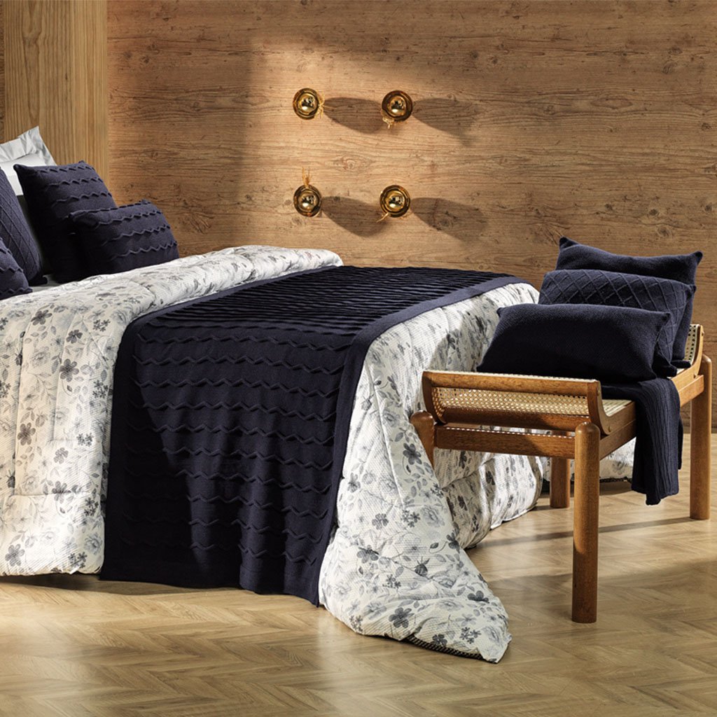 Almofada Serenité Altenburg Tricot Decorativa 30x50cm Azul Náutica