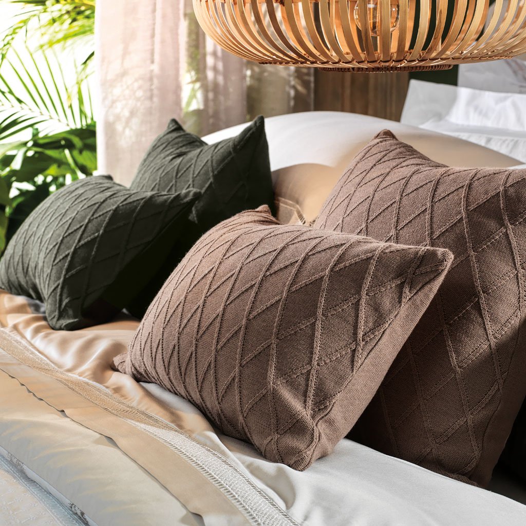 Almofada Serenité Altenburg Tricot Decorativa 30x50cm Marrom Mocha
