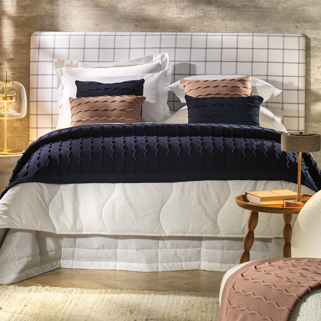 Almofada Serenité Altenburg Tricot Decorativa 45x45cm Azul Náutica