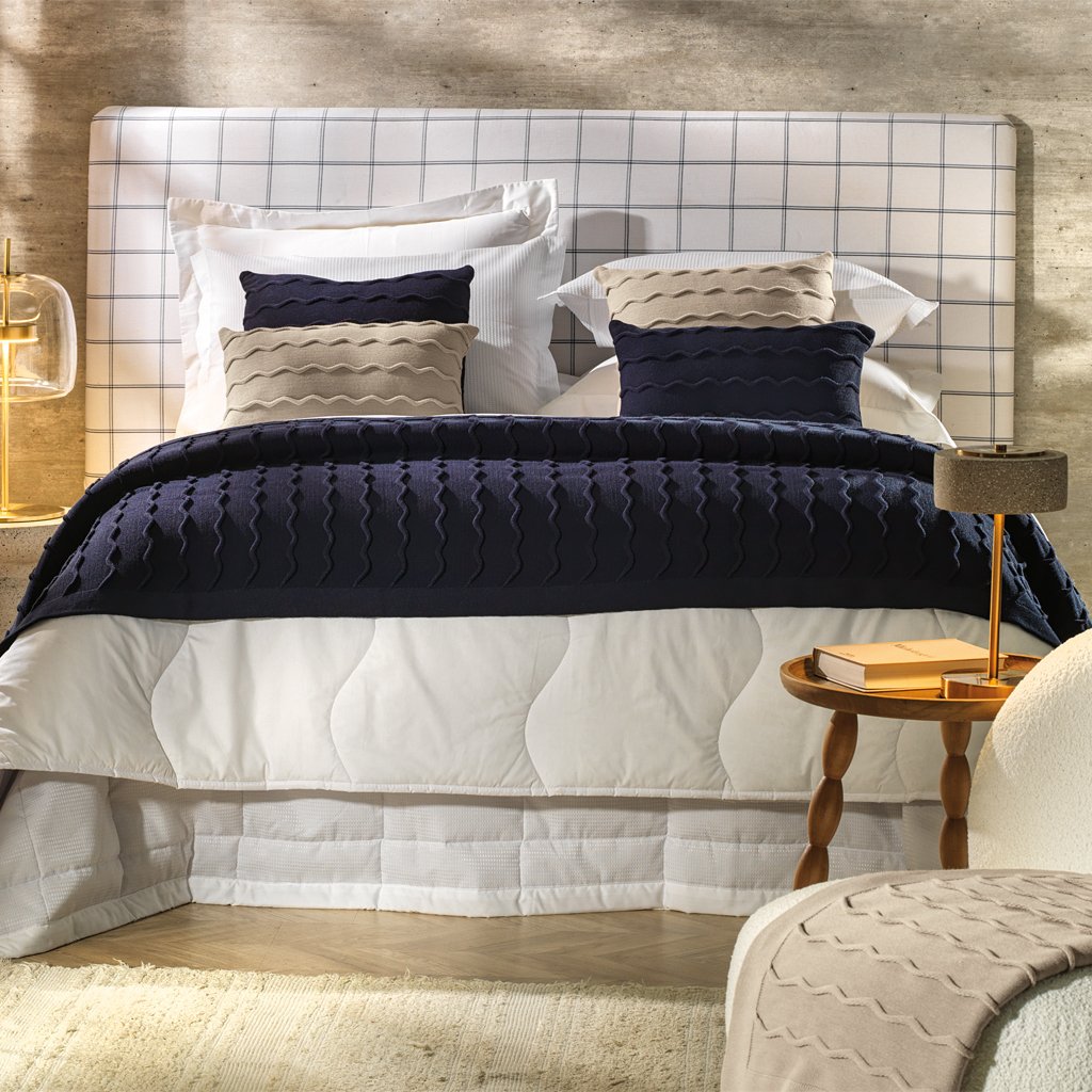 Almofada Serenité Altenburg Tricot Decorativa 45x45cm Azul Náutica