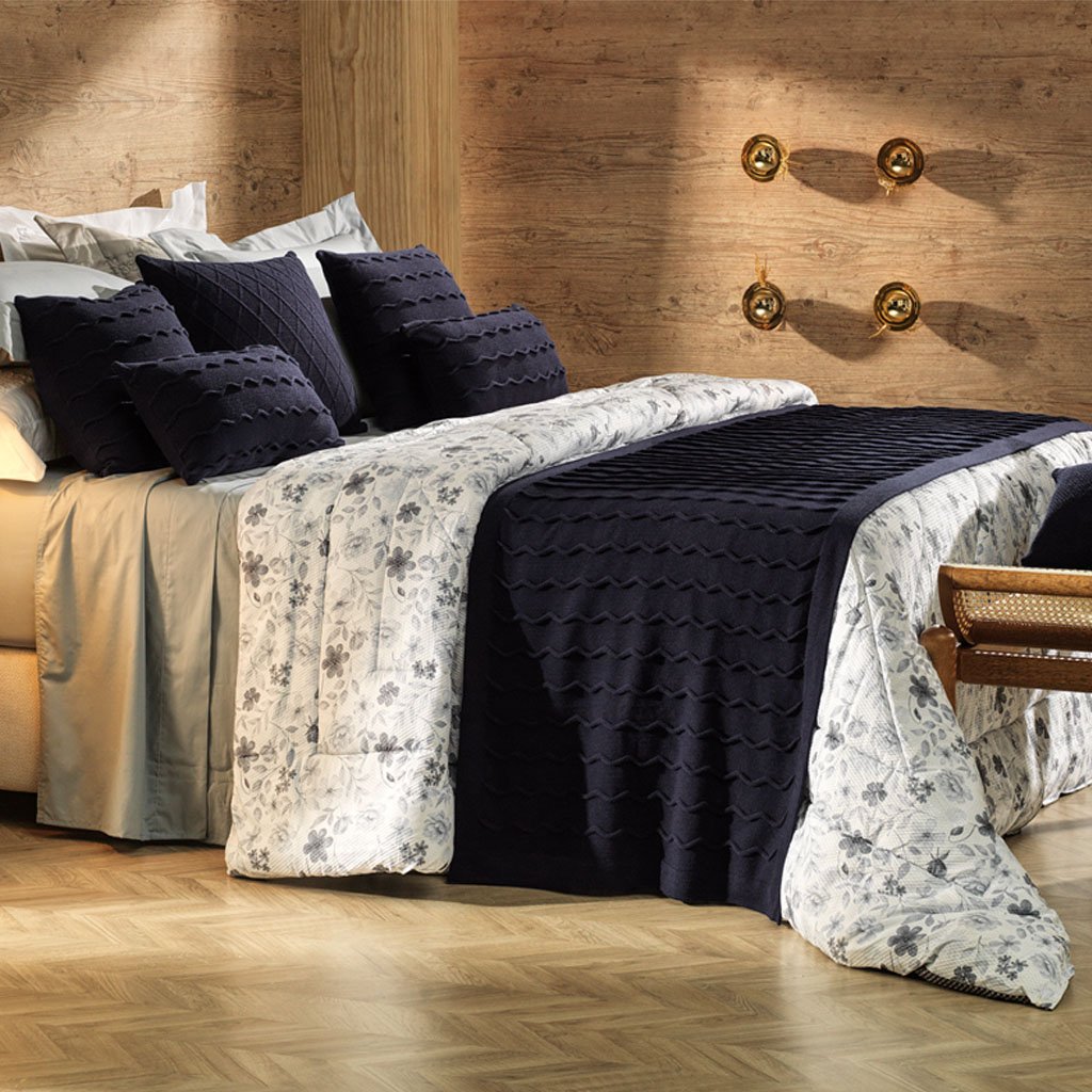 Almofada Serenité Altenburg Tricot Decorativa 45x45cm Azul Náutica