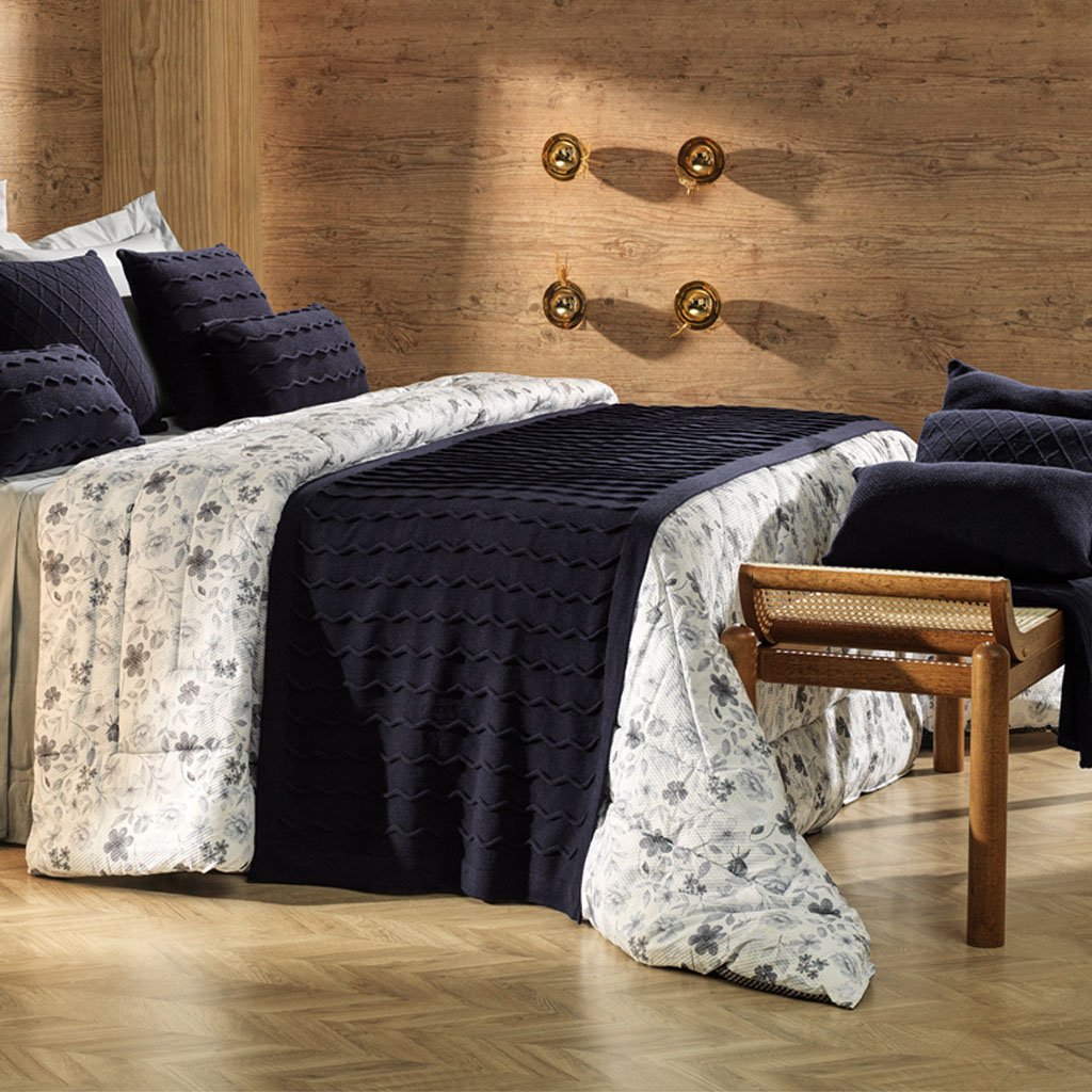 Almofada Serenité Altenburg Tricot Decorativa 45x45cm Azul Náutica