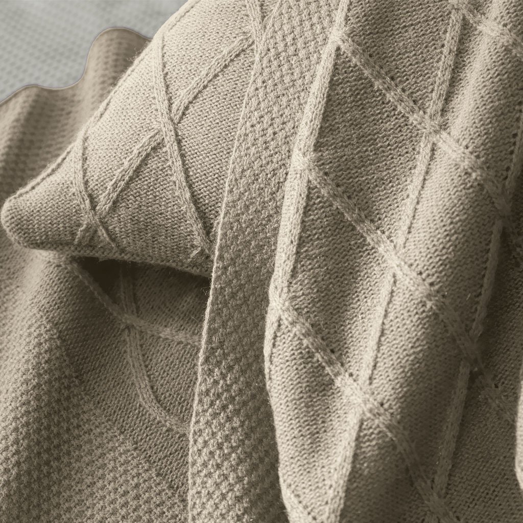 Almofada Serenité Altenburg Tricot Decorativa 45x45cm Bege Cotone