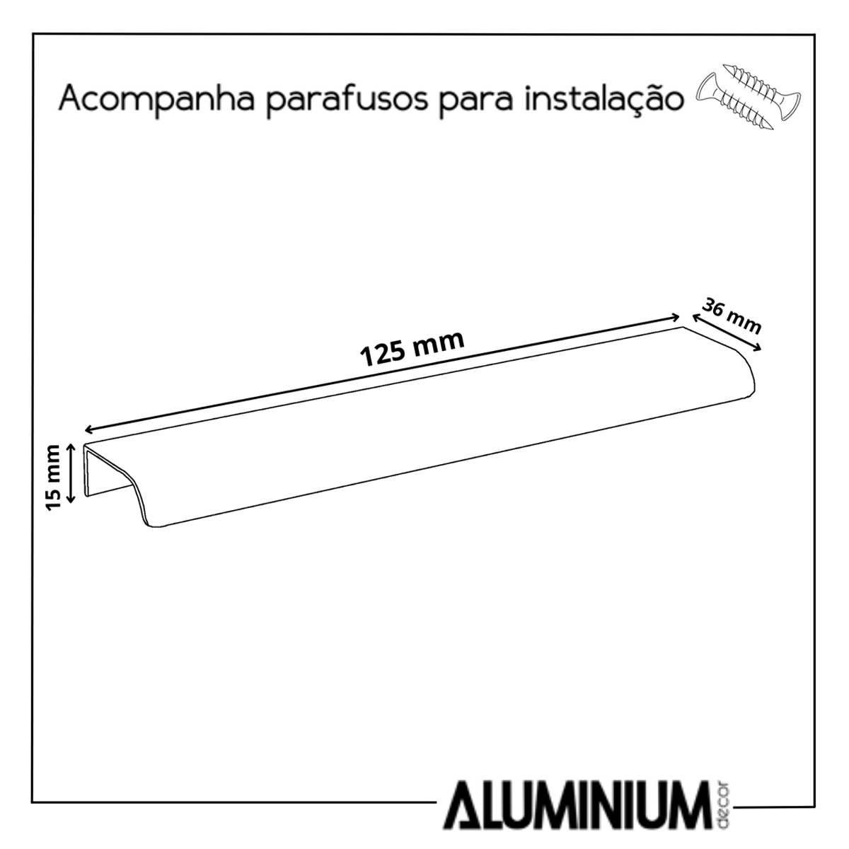 Kit 30 Puxadores para Móveis Wave Reto Alumínio Ouro 125mm Aluminium Decor