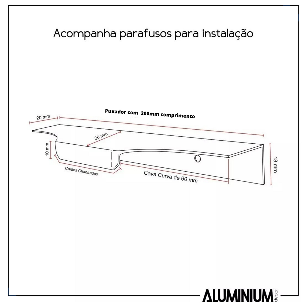 Kit 40 Puxadores para Móveis Clean Cava Alumínio Ouro Envelhecido 200mm Aluminium Decor