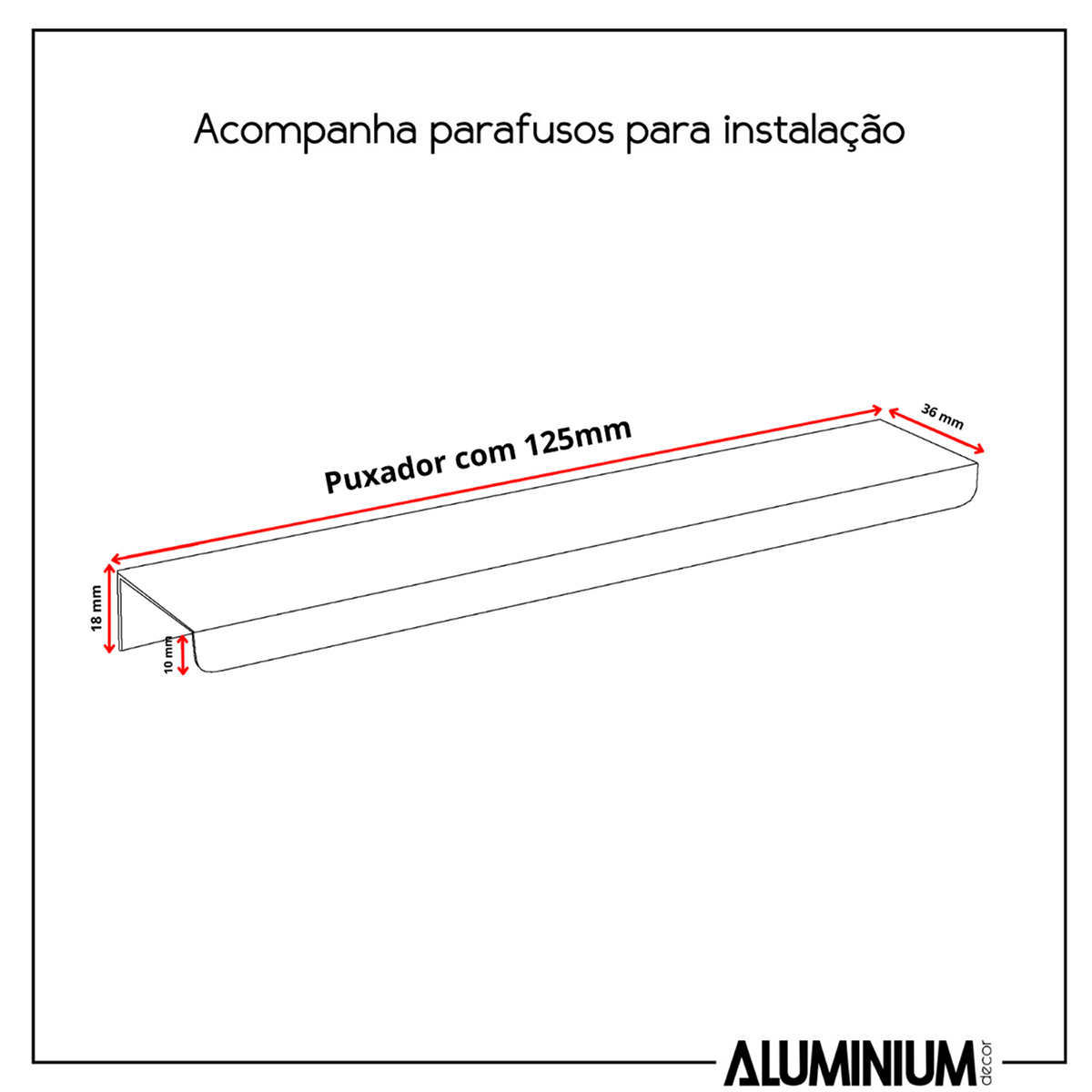 Kit 40 Puxadores para Móveis Clean Reto Alumínio Prata 125mm Aluminium Decor