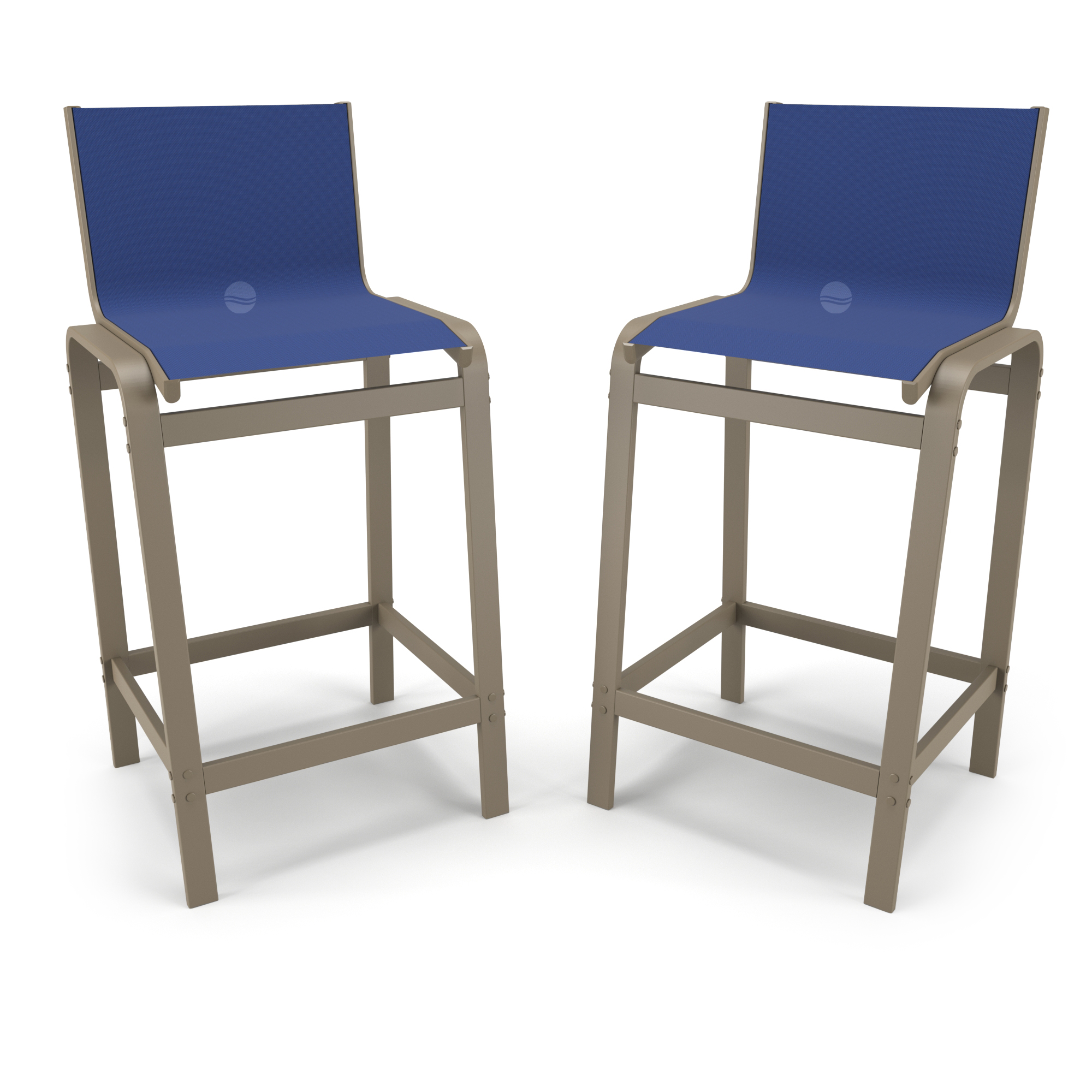 Kit 2 Banquetas Altas bancada Alumínio Fendi Tela Azul