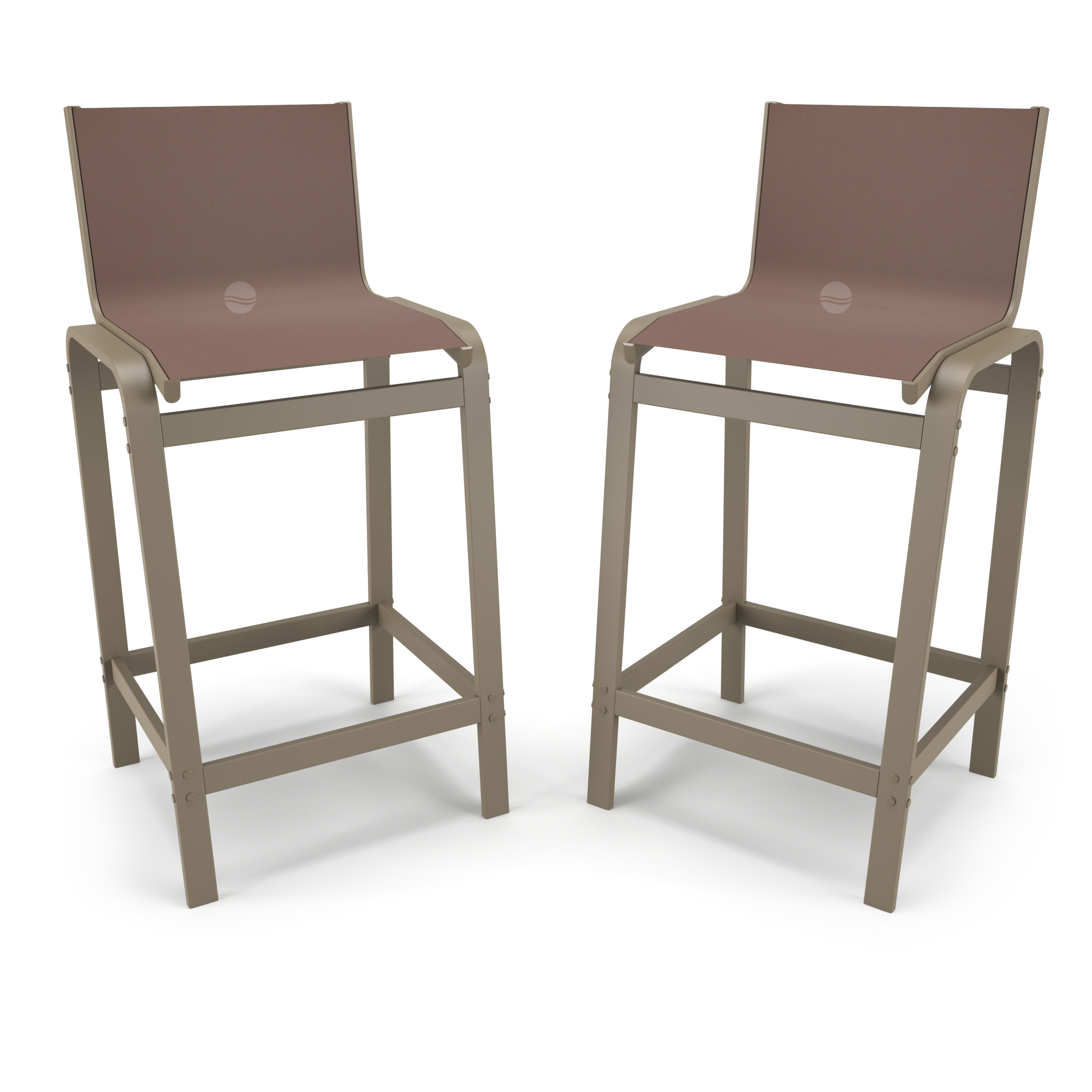 Kit 2 Banquetas Altas bancada Alumínio Fendi Tela Marrom