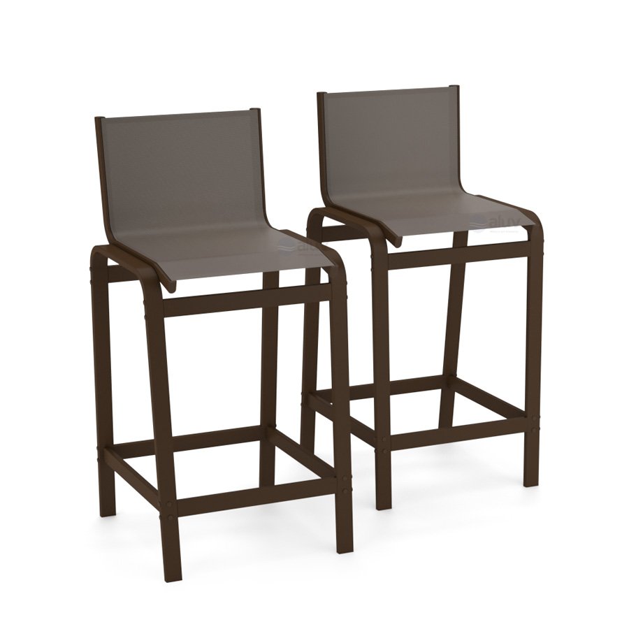 Kit 2 Banquetas Altas bancada Alumínio Marrom Tela Fendi