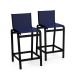 Kit 2 Banquetas Altas bancada Alumínio Preto Tela Azul