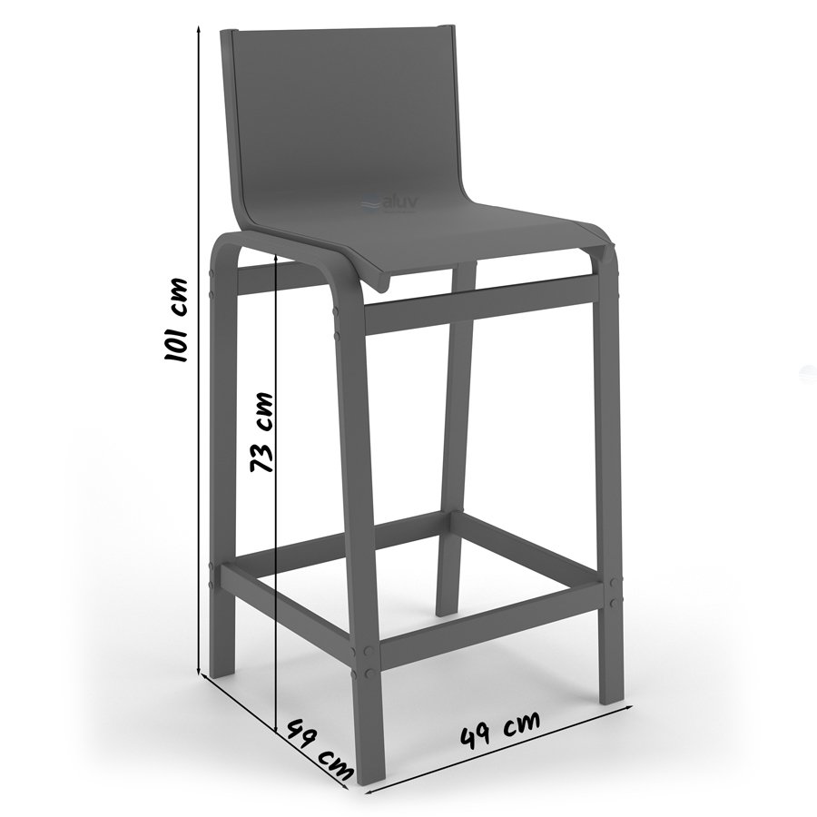 Kit 2 Banquetas Altas bancada Alumínio Preto Tela Preto
