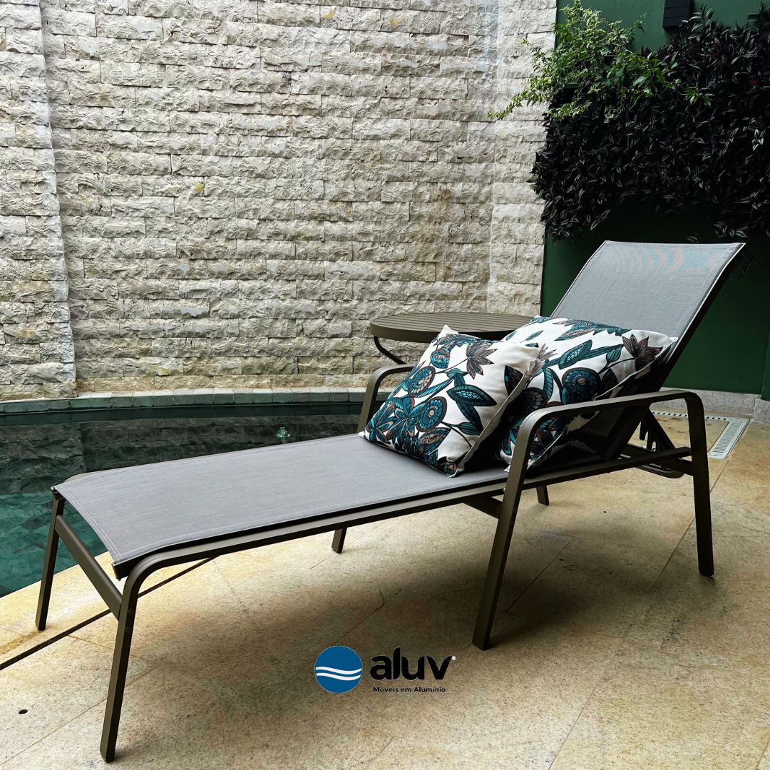 Kit 2 Espreguiçadeiras Piscina Alumínio Fendi Tela Fendi