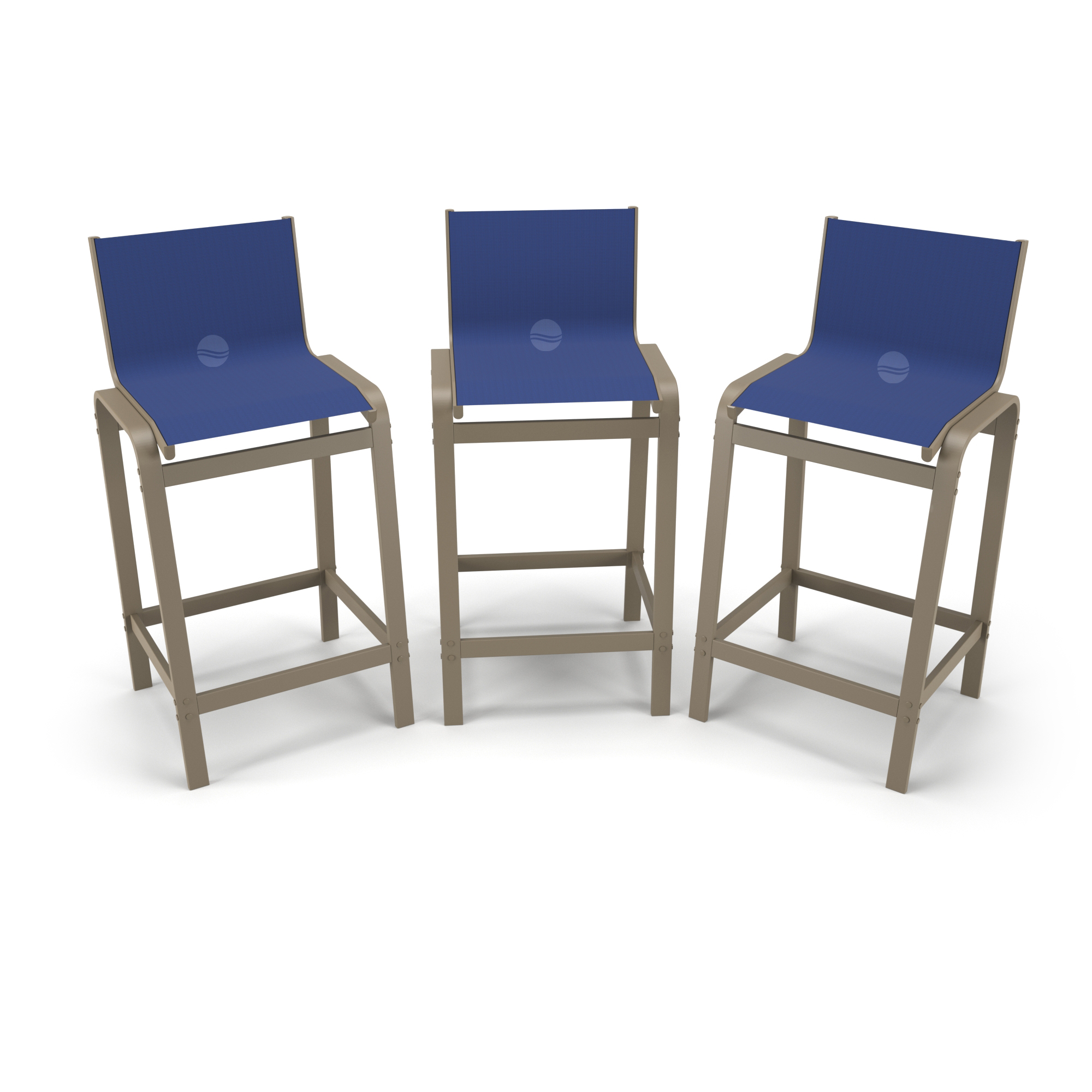 Kit 3 Banquetas Alta bancada Alumínio Fendi Tela Azul