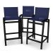 Kit 3 Banquetas Alta bancada Alumínio Preto Tela Azul
