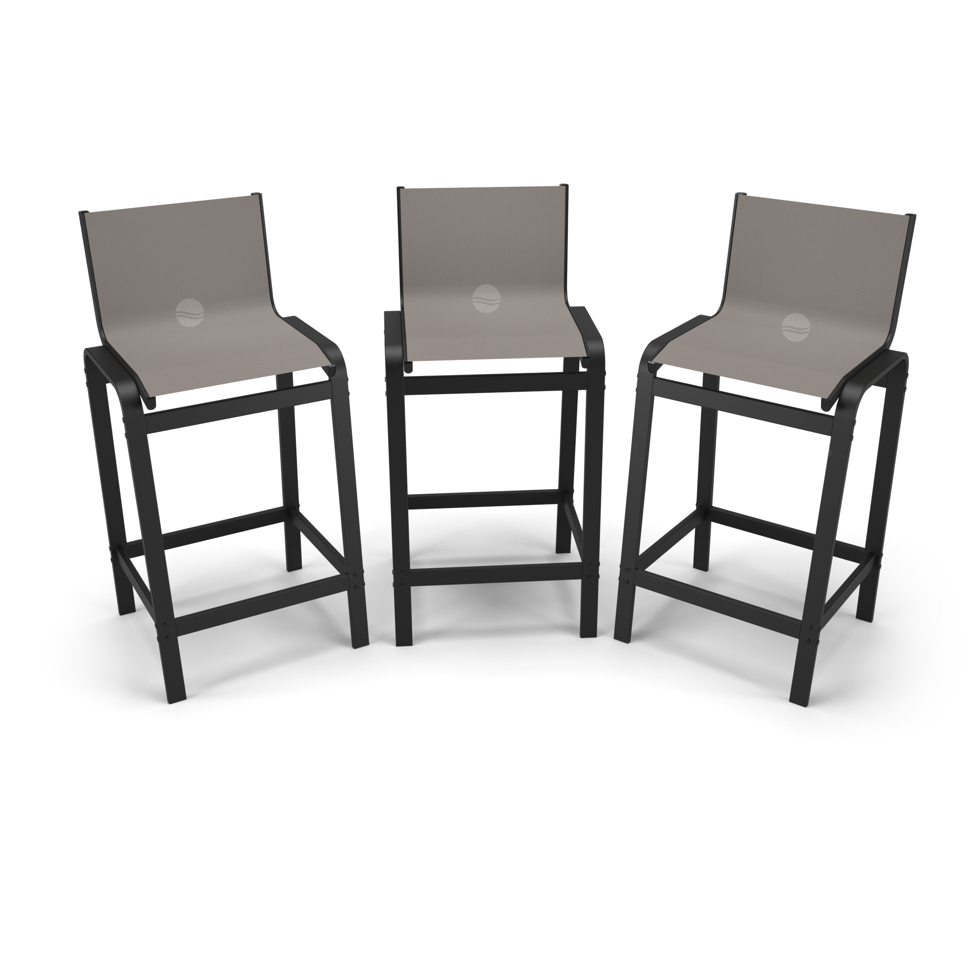 Kit 3 Banquetas Alta bancada Alumínio Preto Tela Fendi