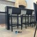 Kit 3 Banquetas Alta bancada Alumínio Preto Tela Preto