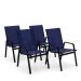 Kit 4 Cadeira Riviera Piscina Alumínio Preto Tela Azul