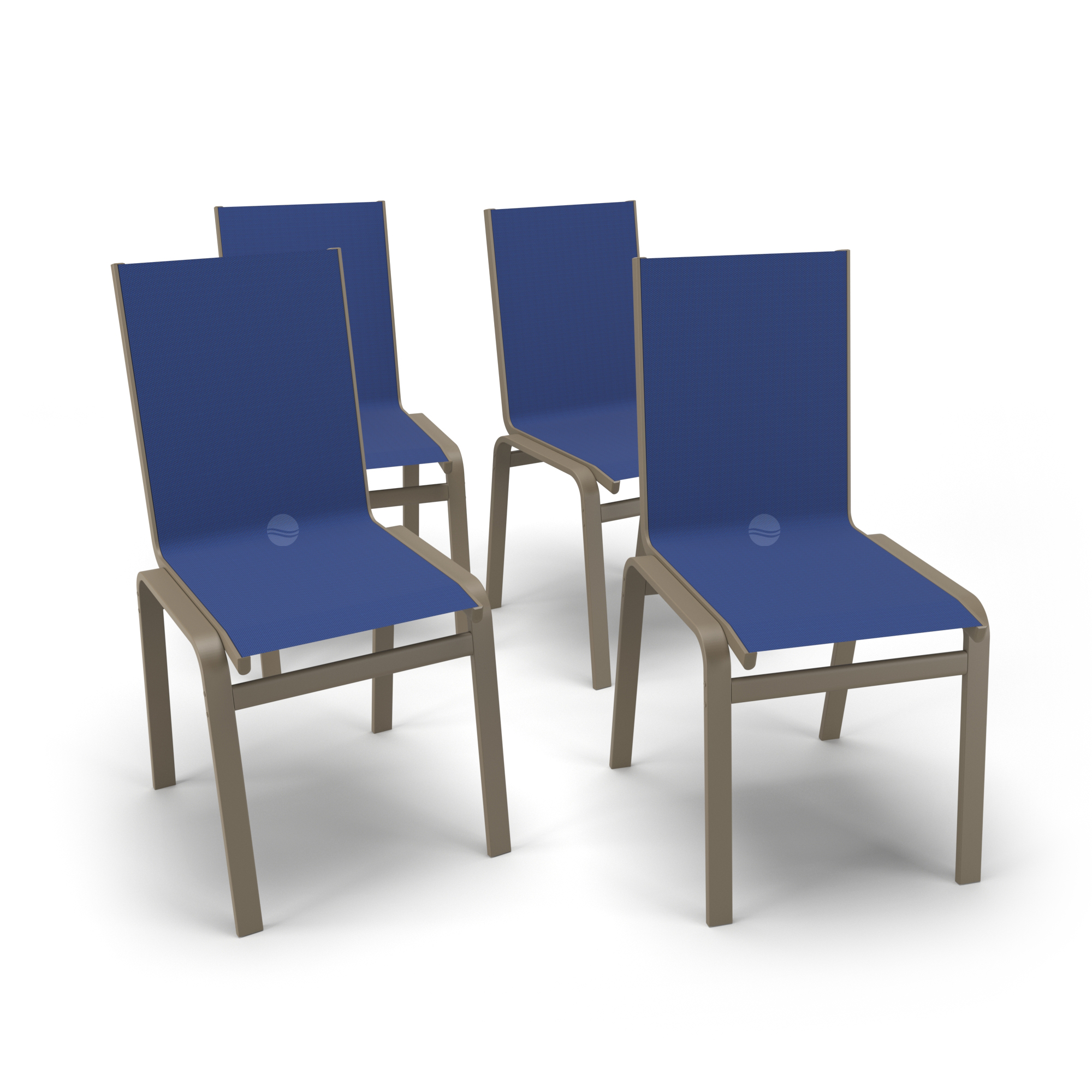 Kit 4 Cadeiras Jantar Gourmet Alumínio Fendi Tela Azul