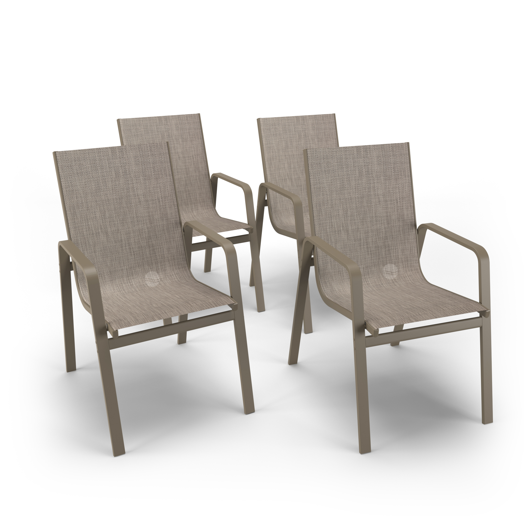 Kit 4 Cadeiras Miami Gourmet Alumínio Fendi Tela Mocca
