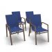 Kit 4 Cadeiras Miami Gourmet Alumínio Marrom Tela Azul