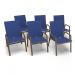 Kit 6 Cadeira Riviera Piscina Alumínio Marrom Tela Azul