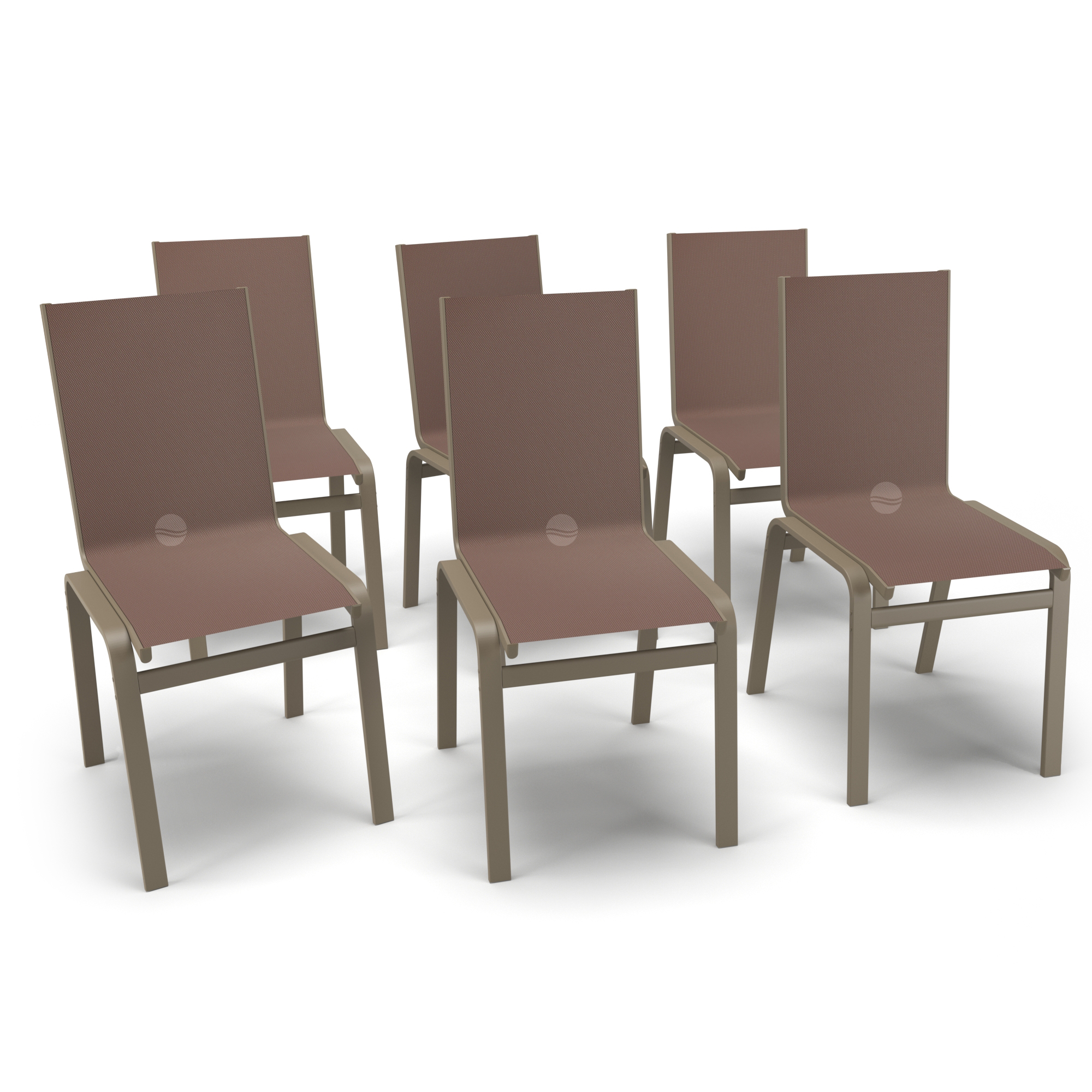 Kit 6 Cadeiras Jantar Gourmet Alumínio Fendi Tela Marrom
