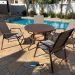 Mesa 4 cadeiras Ripado Piscina Alumínio Marrom e Tela Fendi
